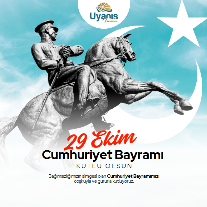 29 Ekim 1923'te kurulan Türkiye Cumhuriyeti, ayrılık, özgürlük ve milli egemenlik yolunda attığımız en büyük adımdır. 101. yılında Cumhuriyetimizin kazanılabilirliğini ve değerlerinin yaşatılmasının gururunu taşıyor; Gelecek olanlara daha güçlü, daha kararlı bakıyoruz. Gazi Mustafa Kemal Atatürk ve silah arkadaşlarını minnetle anarken, milletçe bu anlamlı bayramı coşkuyla kutluyoruz.